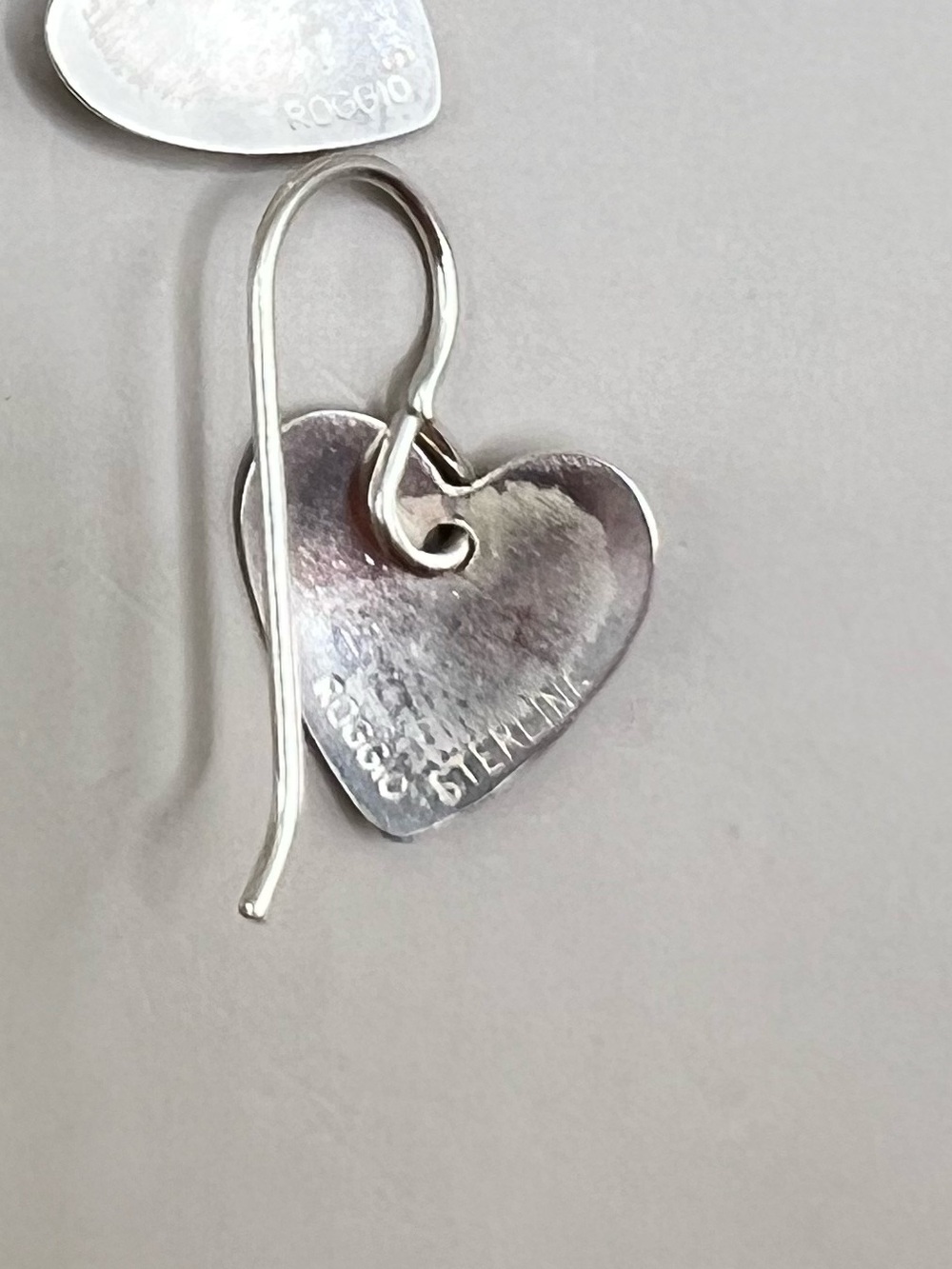Roggio Designer Sterling Silver Stamped Heart Earrings - Picture 5 of 5